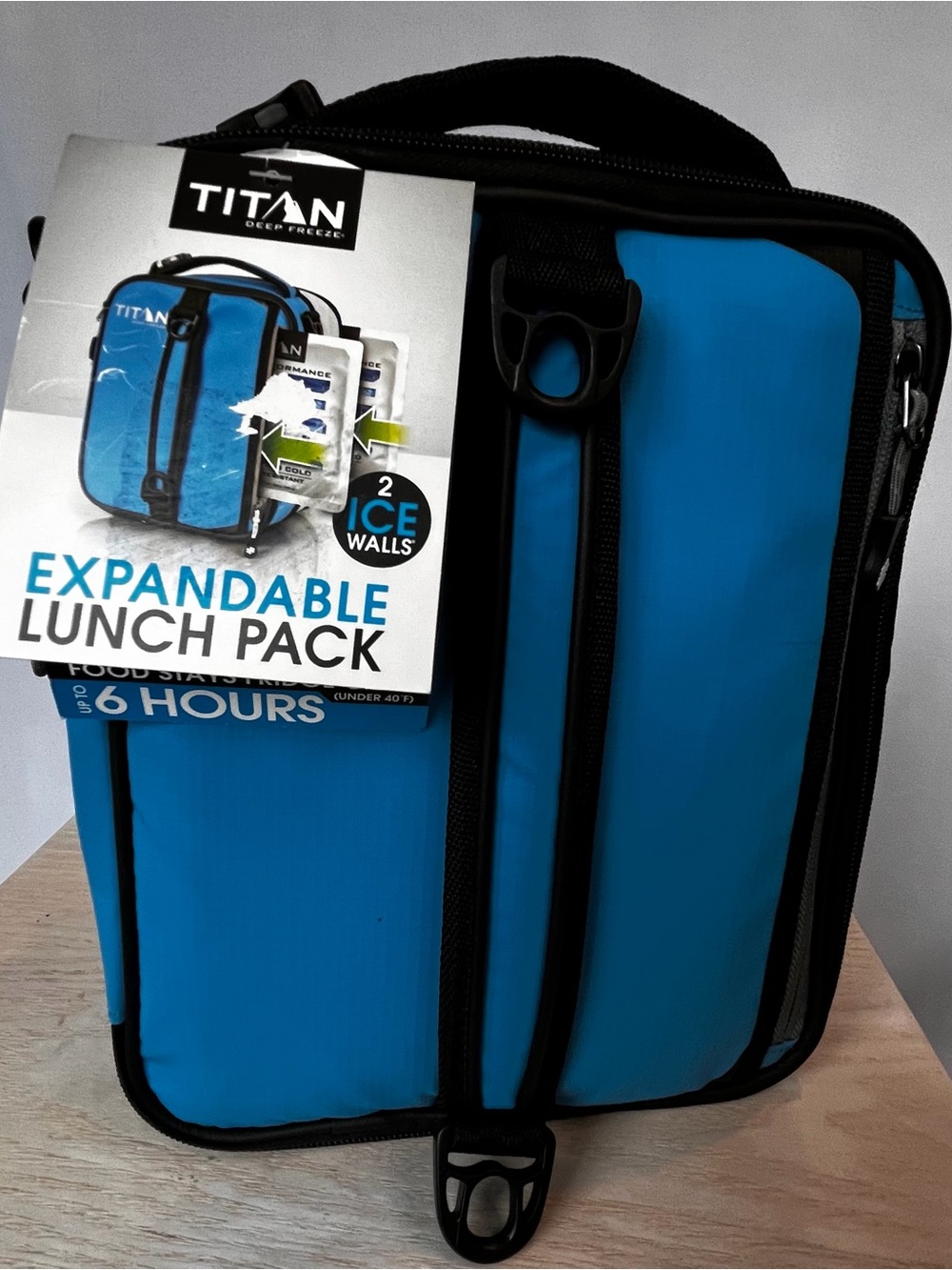 Titan Blue Expandable Lunch Pack- Stays up to 6  Hours Cold, with 2 Ice Walls